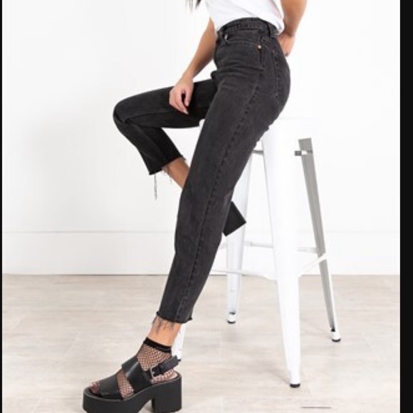 ☘️ 3/30- VINTAGE Black High Waisted Denim Mom Jeans LEE - Picture 4 of 6